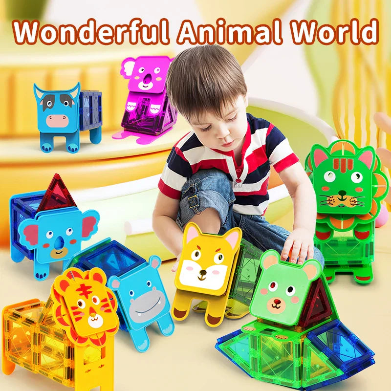 Animal Magnetic Building Blocks™ - Magnetische Bauzauberei - Magnetische Tierfliesen