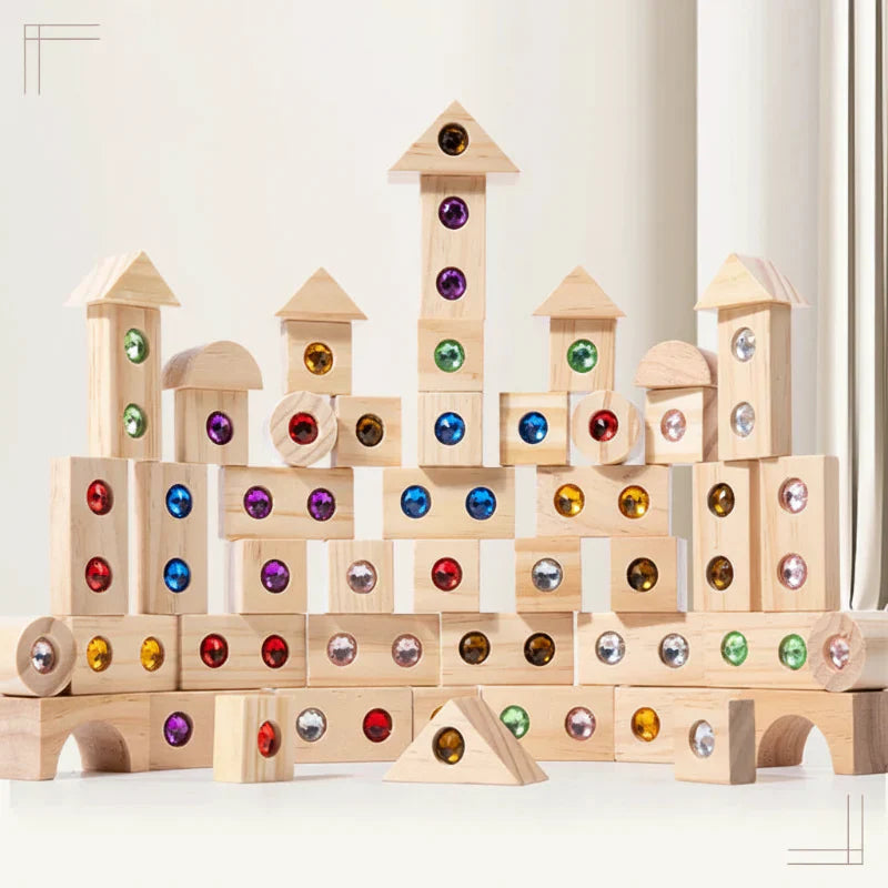 Rainbow Gem Stacking Blocks – Kreativ & lehrreich – Stapelblock-Set aus Holz